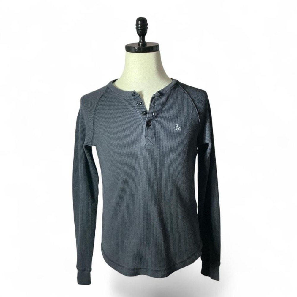 Original Penguin Munsingwear Navy‎ Blue Thermal Long Sleeve Henley Shirt